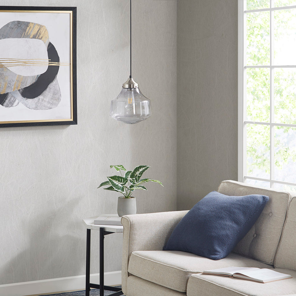 Smoke Grey Bell-Shaped Glass Pendant Light | Antique Brass Ceiling Mount, Modern Kitchen Hanging Fixture