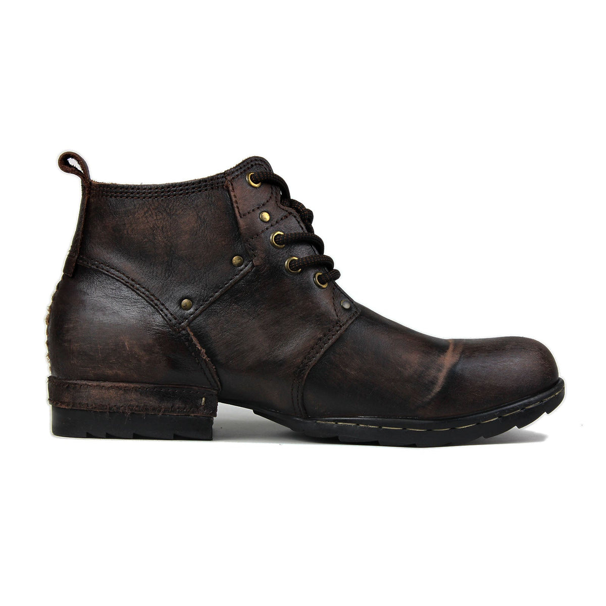OSSTONE Moto Boots for Men Vintage Zipper-up Retro Leather Chukka Boots Distressed Rock n roll Bike Shoes Punk Boots OS-6015-3-B-D