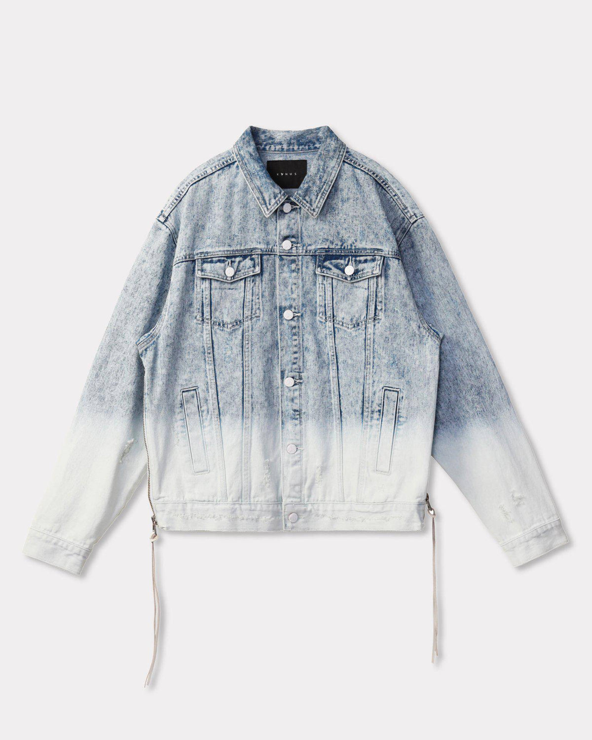Men's Denim Trucker Jacket with Ombre Bleaching - Konus Brand