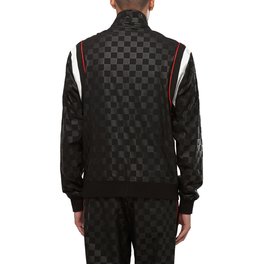 Men's Tonal Checker Windbreaker Jacket in Black - Konus Brand