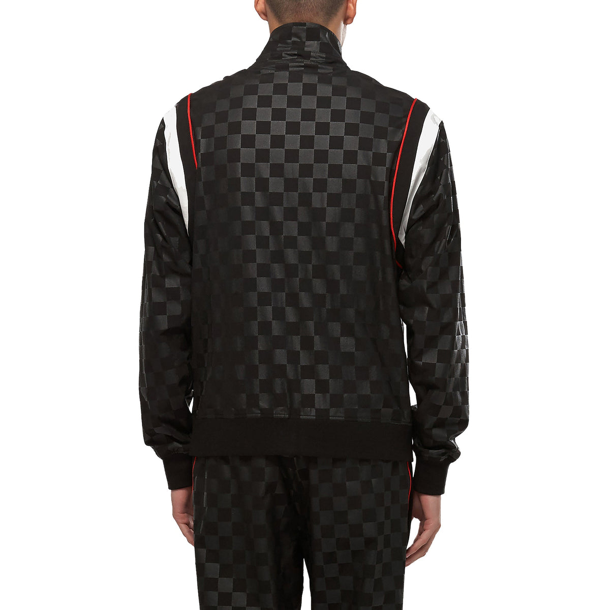 Men's Tonal Checker Windbreaker Jacket in Black - Konus Brand