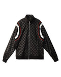 Men's Tonal Checker Windbreaker Jacket in Black - Konus Brand