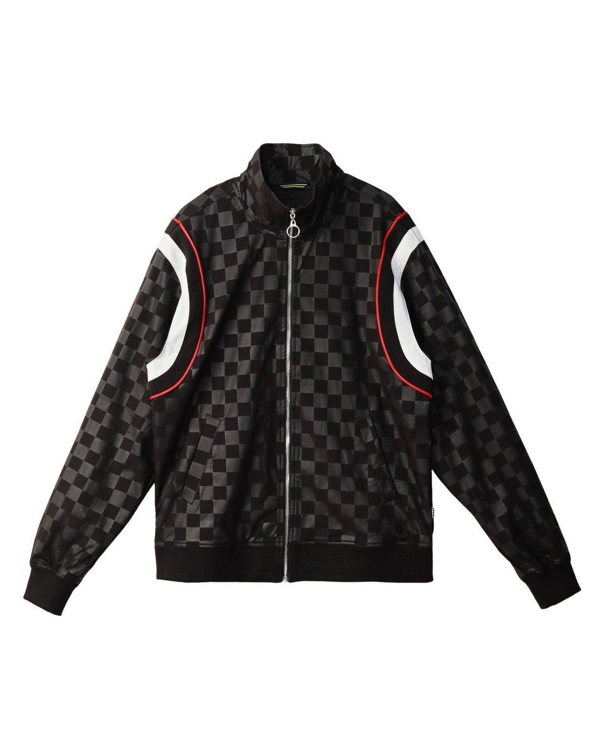 Men's Tonal Checker Windbreaker Jacket in Black - Konus Brand