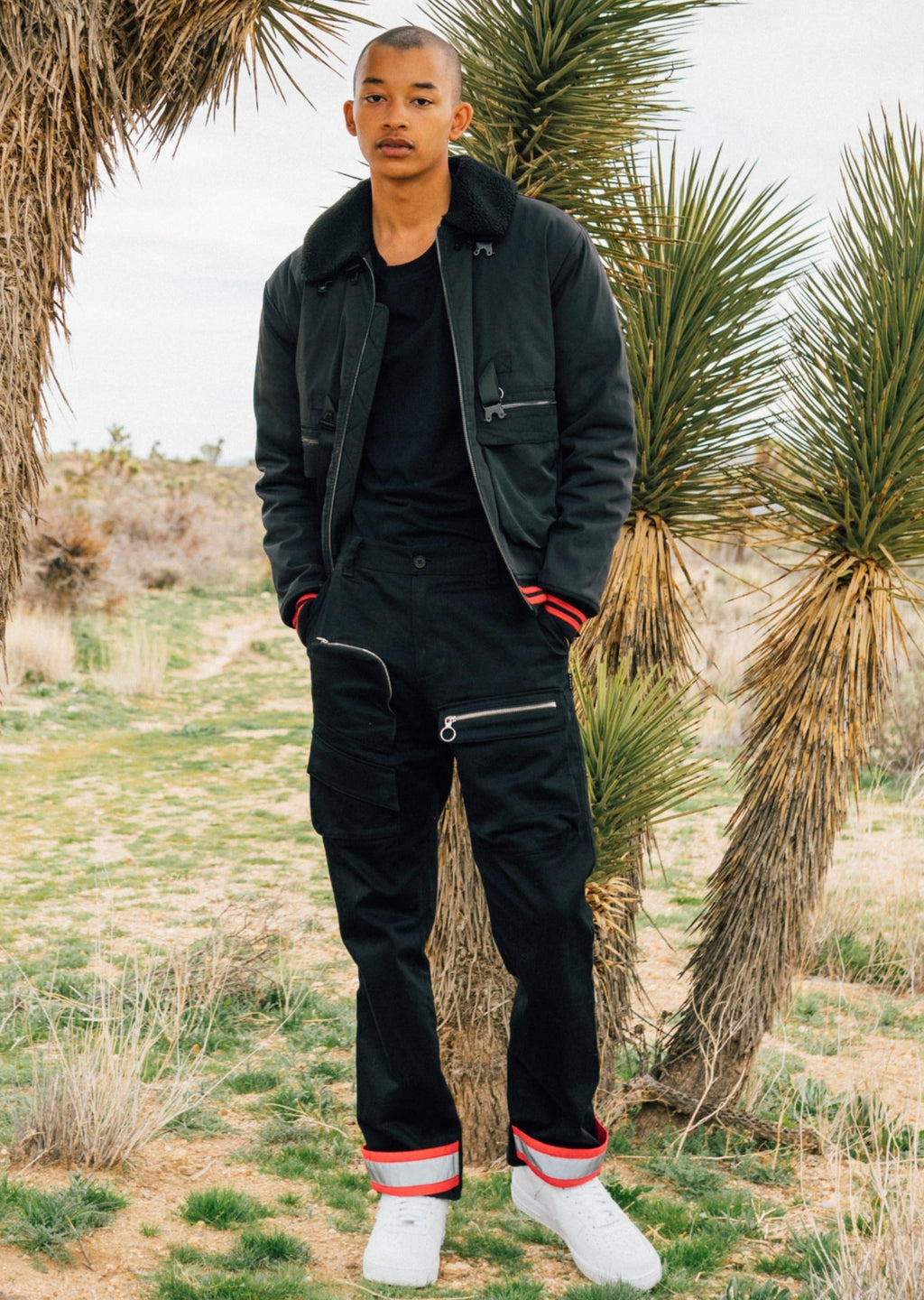 Men's Sherpa Collar MA2 Bomber Jacket in Black - Konus Brand