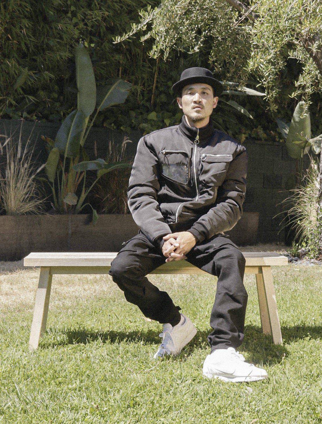 Men's Mock Collar Bomber Jacket in Black - Konus Brand