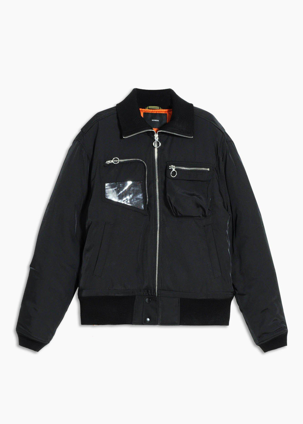 Men's Mock Collar Bomber Jacket in Black - Konus Brand