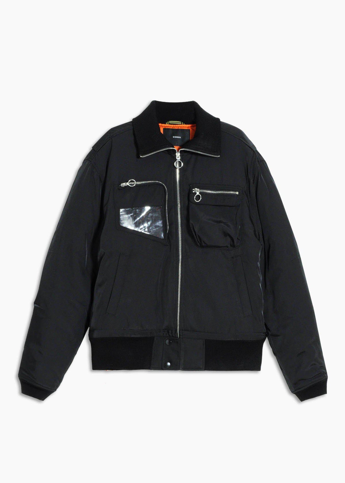 Men's Mock Collar Bomber Jacket in Black - Konus Brand