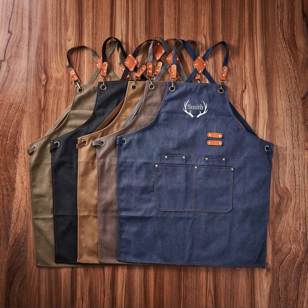 Custom Canvas Apron with Pockets, Personalized Embroidered BBQ, Kitchen, Barista and Workshop Apron