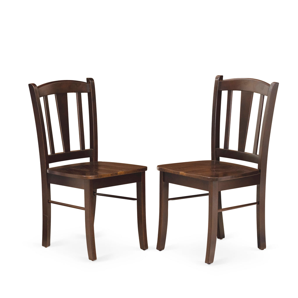 EAST WEST FURNITURE - ANDL3-MAH-W - 3-Piece Dinette Room Set- 2 Dining Room Chair and Dining Room Table - Wooden Seat and Slatted Chair Back - Mahogany Finish