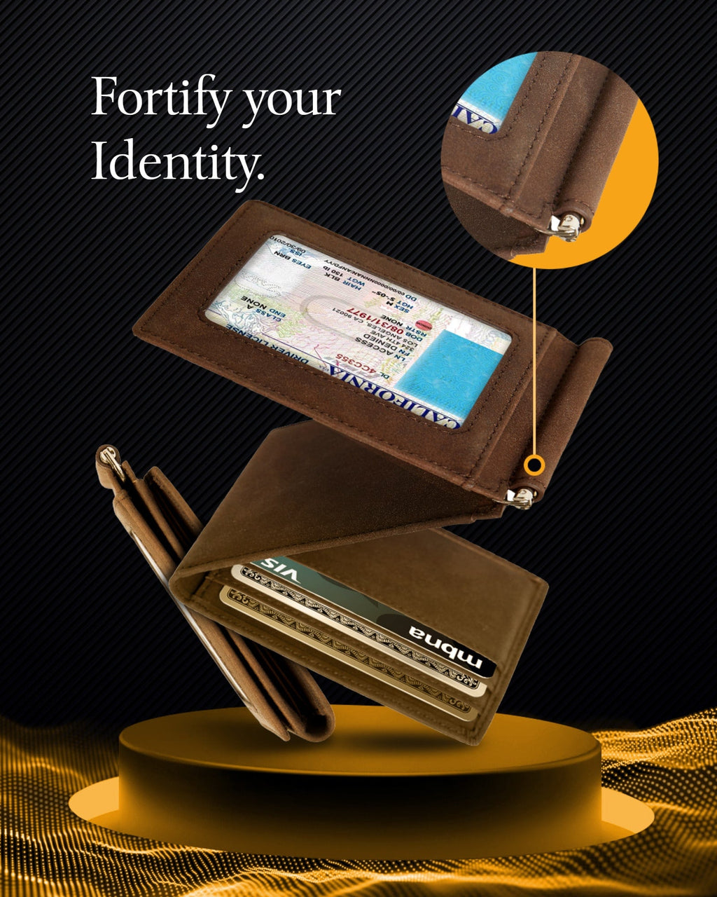 Leather Trifold Wallet – Removable Money Clip