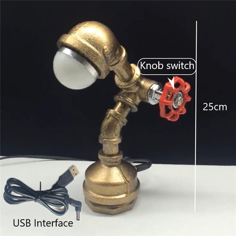 Creative Retro Iron Tube Edison Led Table Light Fixtures Industry Vintage Decor Lamp Coffee Bar Lamps for Boys Retro Style Steampunk Lamp Cool and Cute Table Lamp