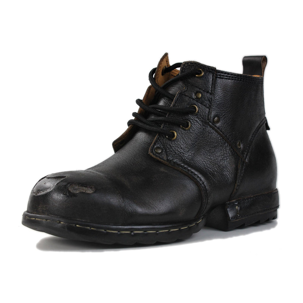 OSSTONE Moto Boots for Men Vintage Zipper-up Retro Leather Chukka Boots Distressed Rock n roll Bike Shoes Punk Boots OS-6015-3-E