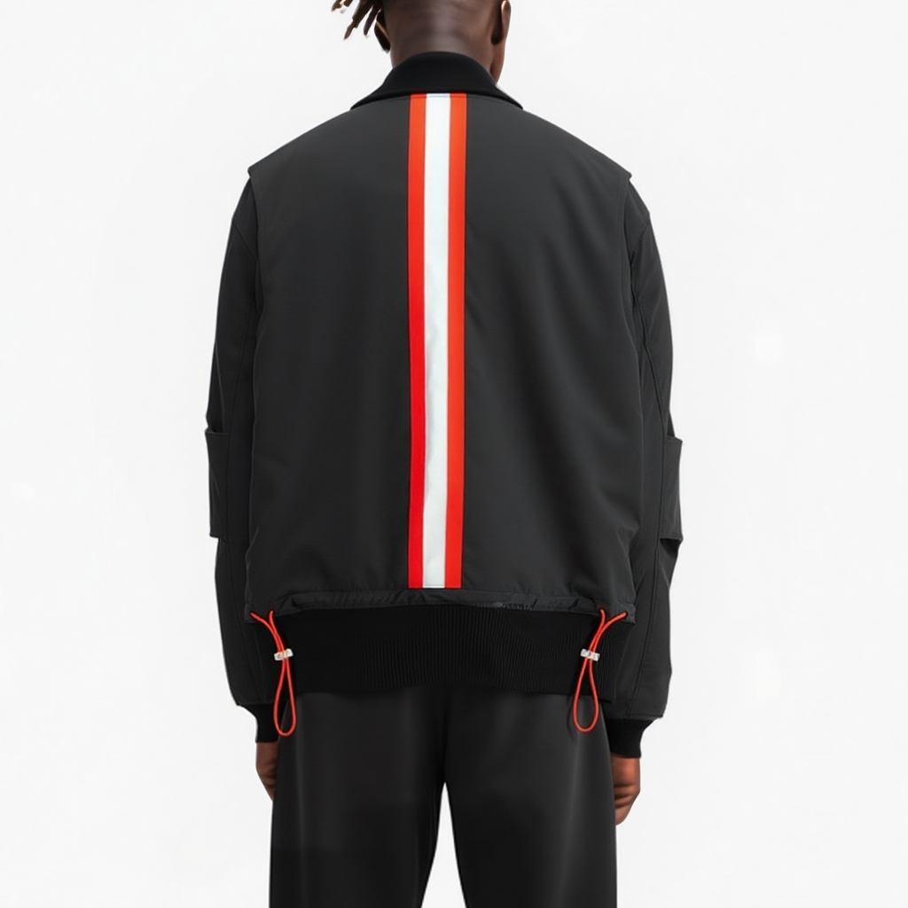 Men's Mock Collar Bomber Jacket in Black - Konus Brand