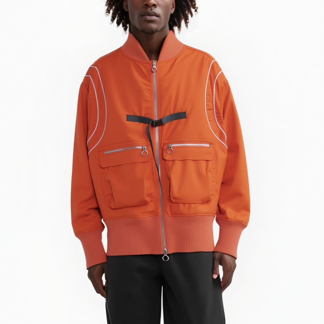 Men's Oversize Bomber Jacket in Orange - Konus Brand