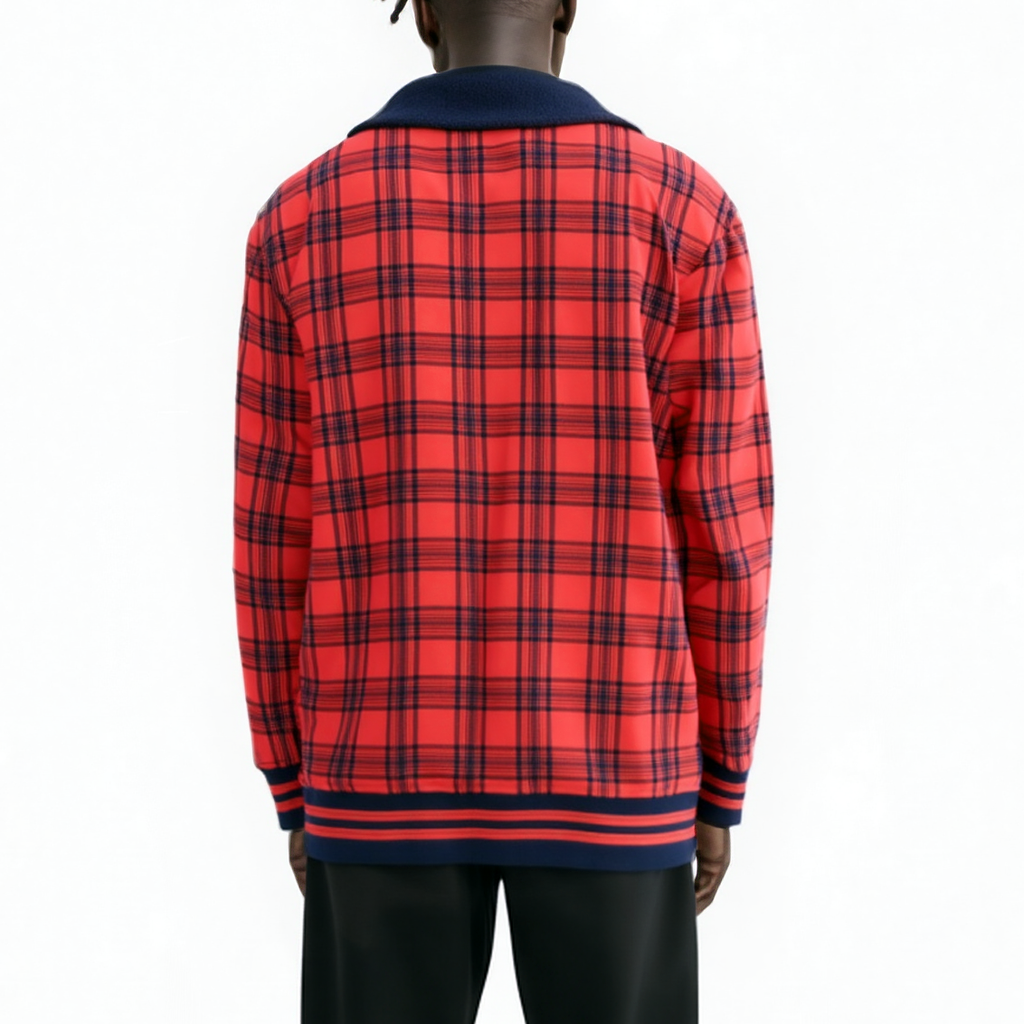 Men's Sherpa Collar MA2 Bomber Jacket in Red - Konus Brand