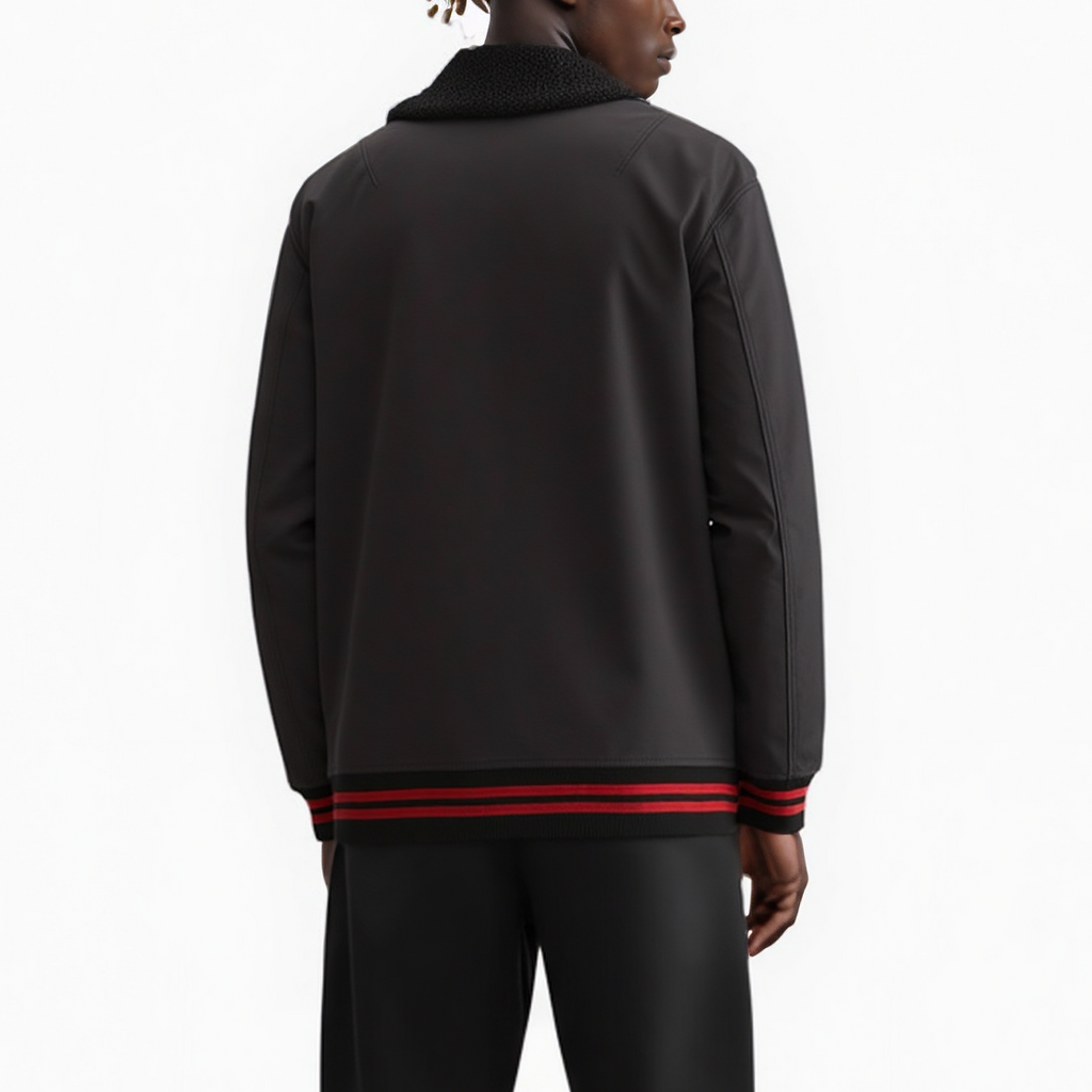 Men's Sherpa Collar MA2 Bomber Jacket in Black - Konus Brand