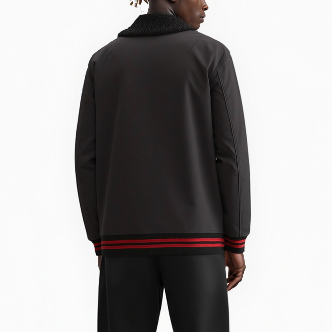 Men's Sherpa Collar MA2 Bomber Jacket in Black - Konus Brand
