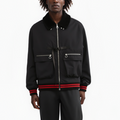 Men's Sherpa Collar MA2 Bomber Jacket in Black - Konus Brand