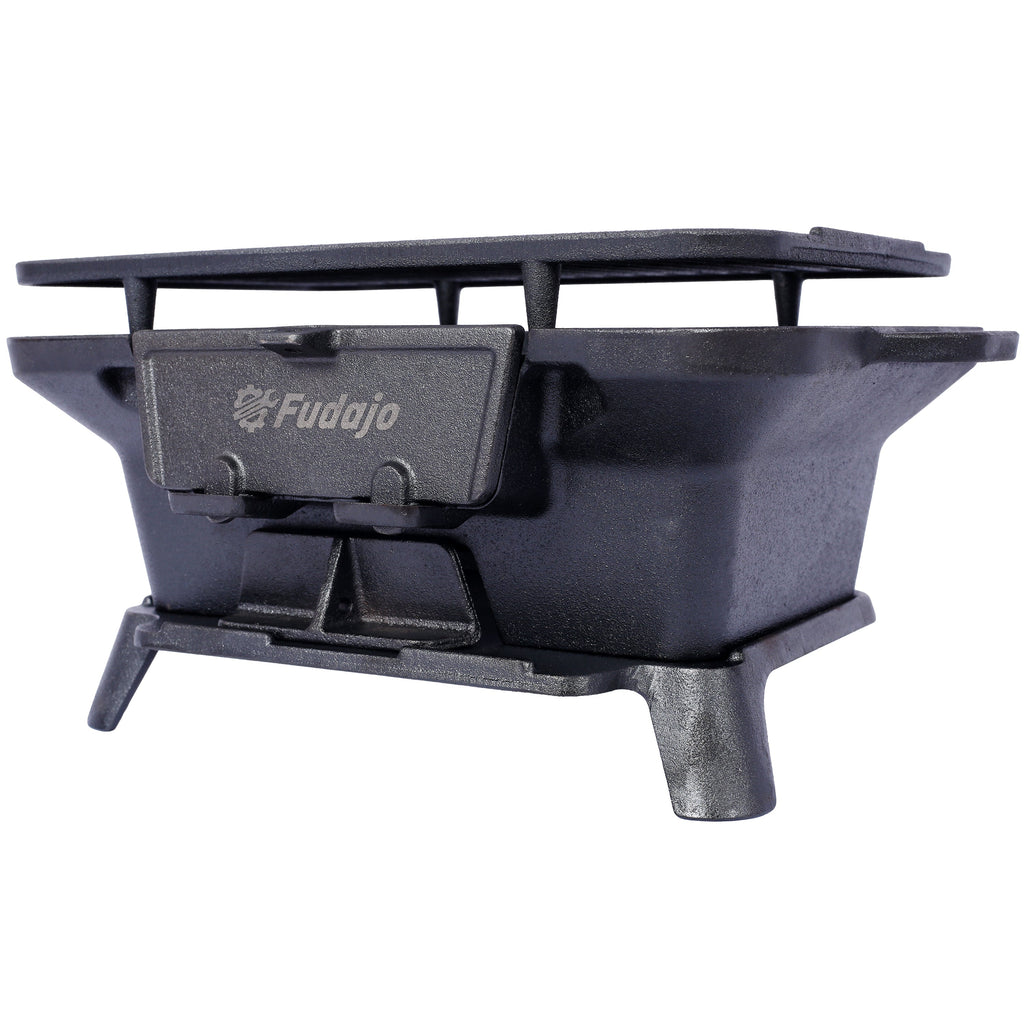 Oval Cast Iron Grill - Portable Outdoor Cooking