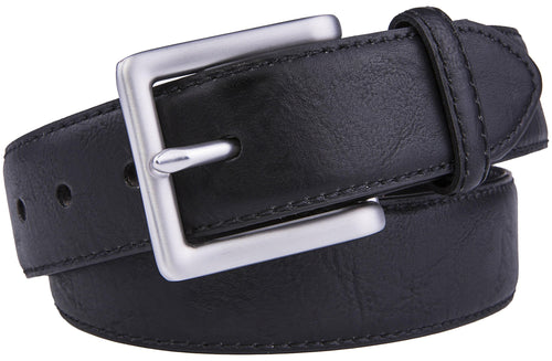 Bonded Leather Belt for Men – Nickel Buckle, 1.4" Strap