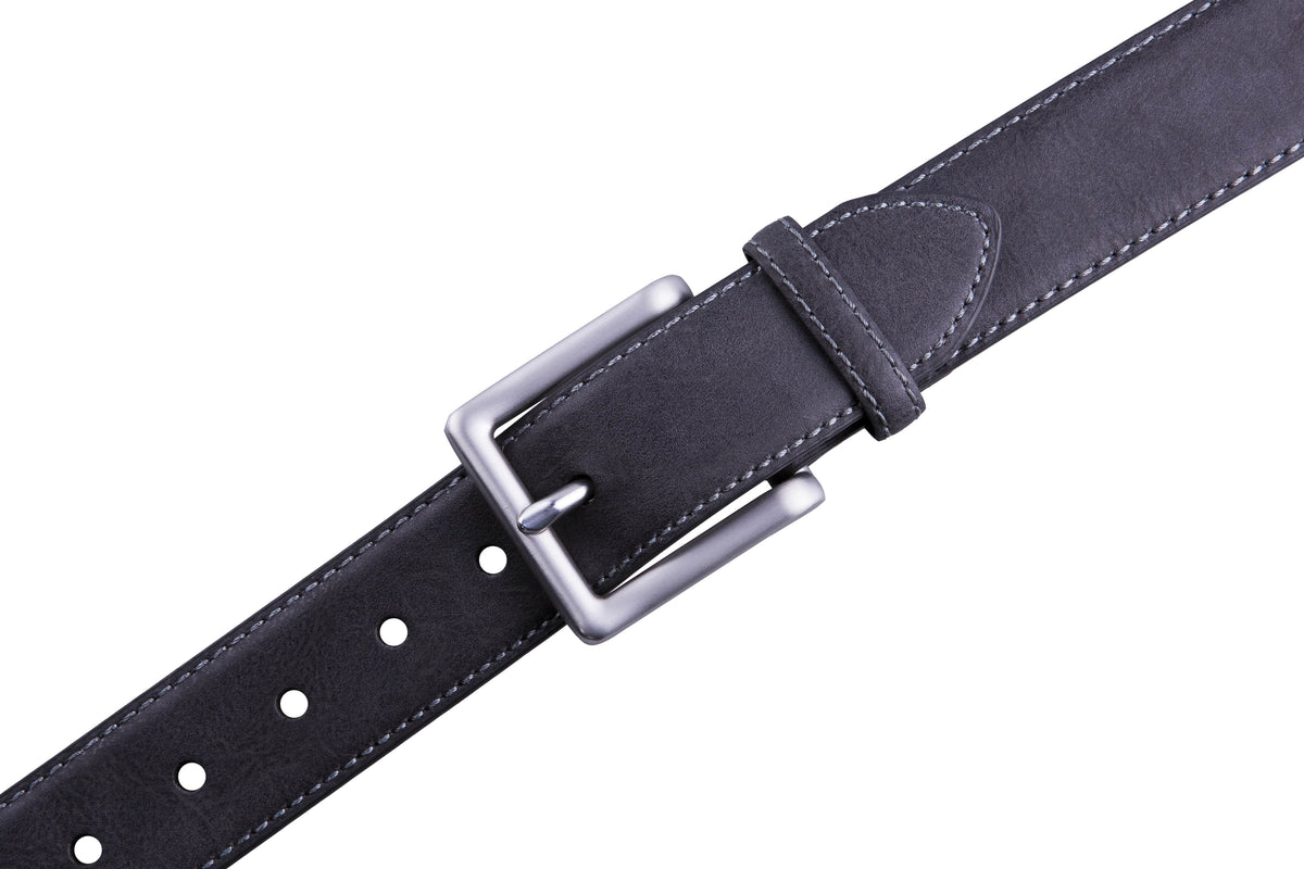 Bonded Leather Belt for Men – Nickel Buckle, 1.4" Strap